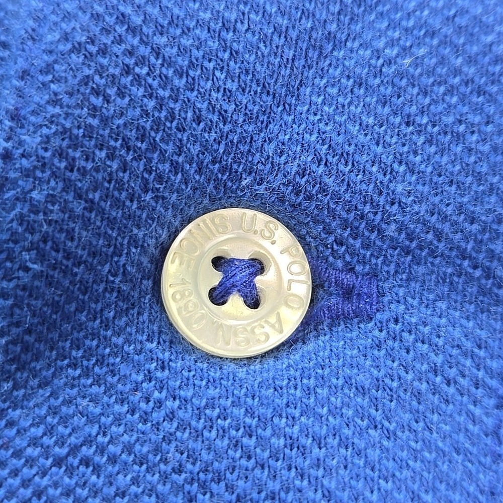 Cropped US Polo Association Womens L Polo Shirt Royal Blue Custom Stretchy Hem - Picture 6 of 9